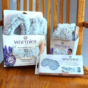 Slippers, neck wrap and eye mask bundle